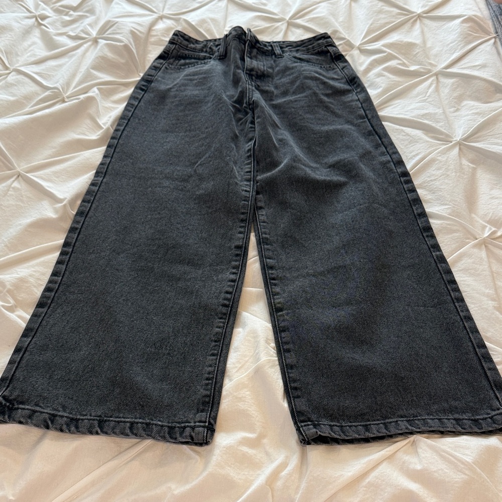 Kids Wide Leg Black Denim Jeans